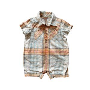 6-9M Tea Boys' Plaid Buttoned Romper